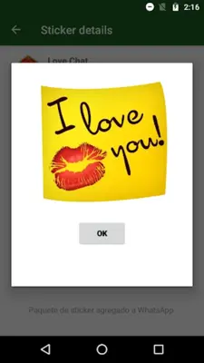 WASticker Love in love android App screenshot 2